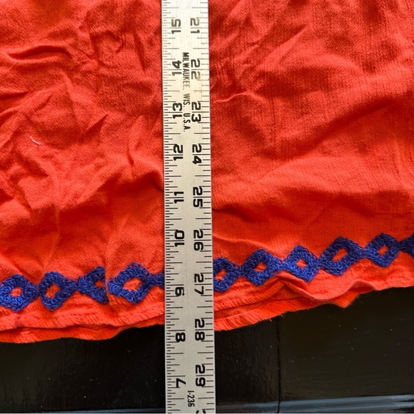 JohnPaulRichard 3XL Orange and Blue Off the Shoulder Embroidered Wide Sleeve - Picture 10 of 10